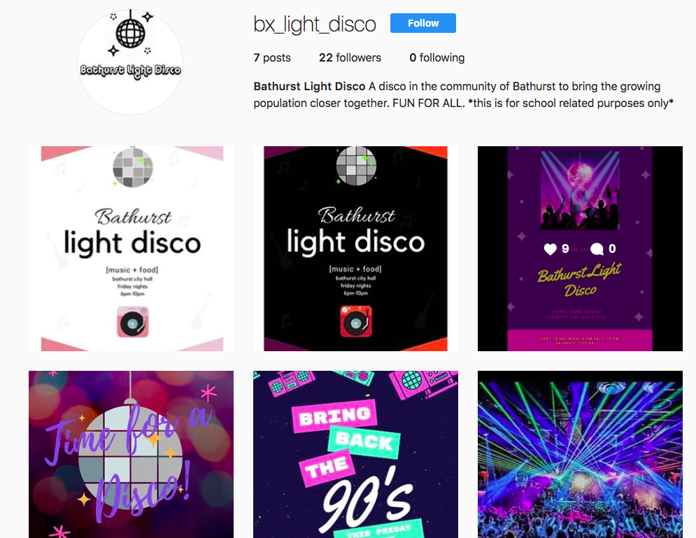 Bathurst Light Disco Instagram