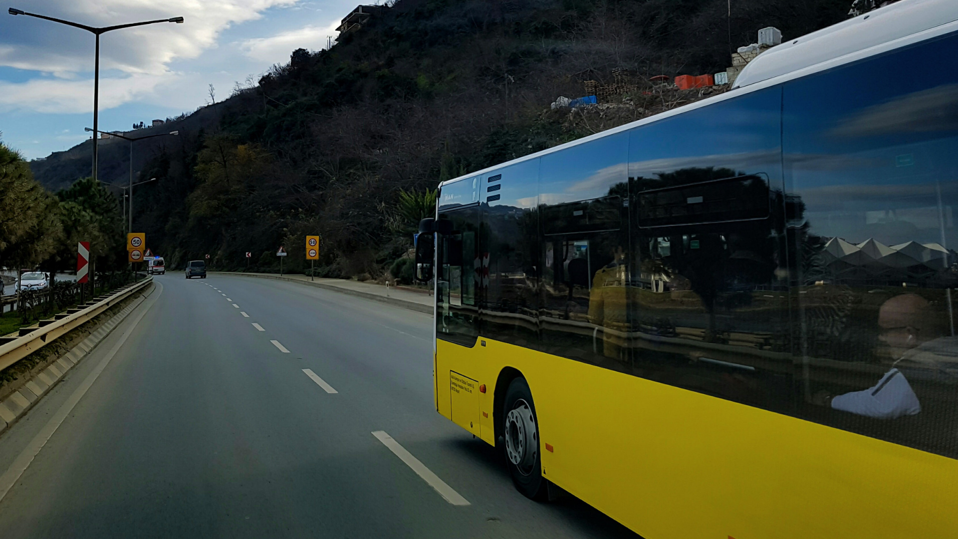 a bus in motion