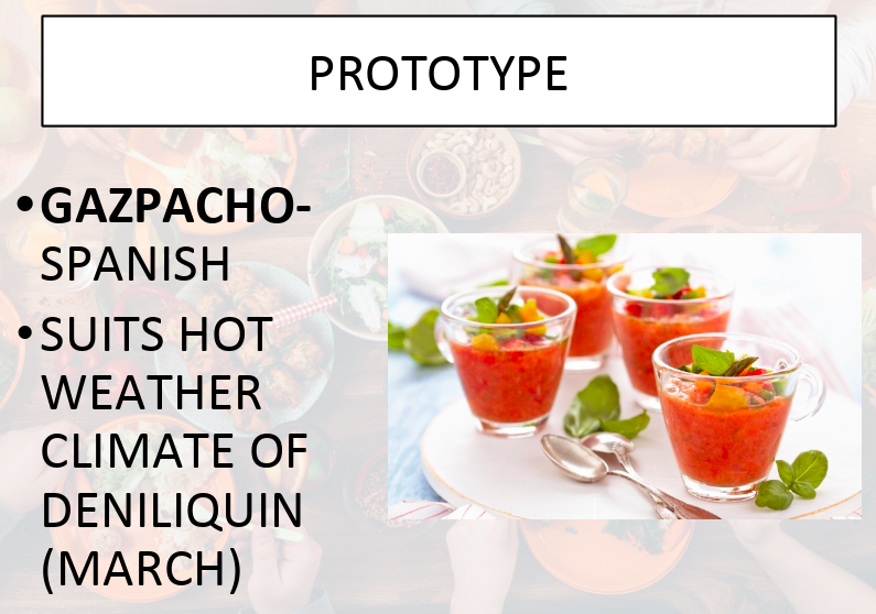 a prototype food option - spanish gazpacho