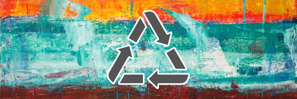 a painting with a recycling symbol