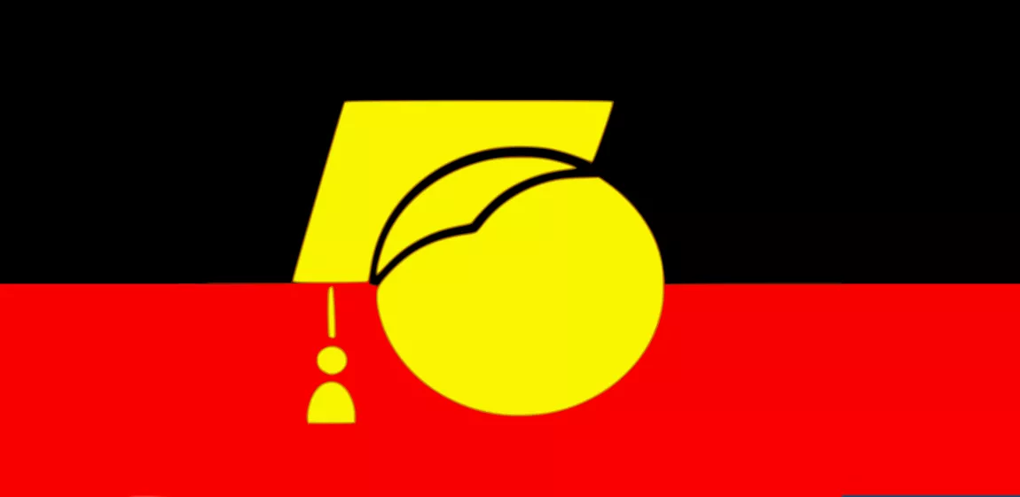 Indigenous flag with scholar hat